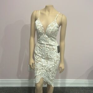 JLUX label white lace overlay dress NWT size small